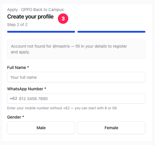 Formulir profil baru